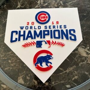 3D Printed Chicago Cubs 2016 World Series Champions Plaque – Baseball Wall Decor